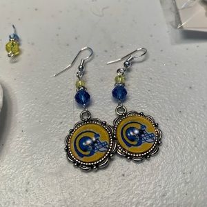 Beautiful beaded LA Rams earrings